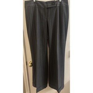 Womens Studio 1940 Gray Blue Pin Stripe Wide Leg Dress Business Pants Size 14
